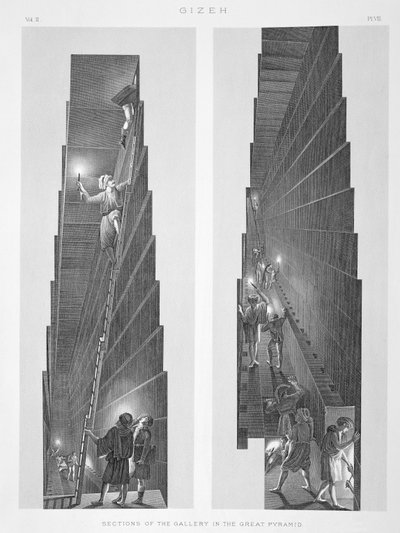 Sections of the Gallery in the Great Pyramid, Gizeh by English School